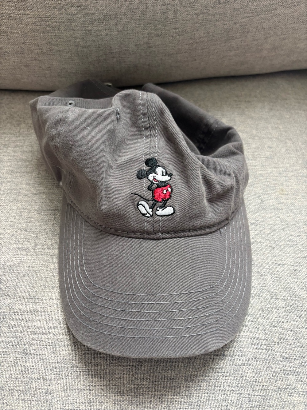 Disney Gray Baseball Hat with Embroidered Mickey Mouse